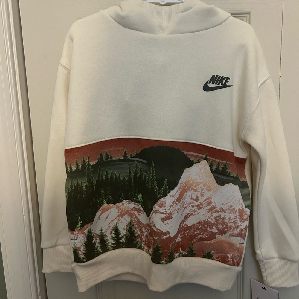 Nike Cream Hoodie with Mountain Graphic